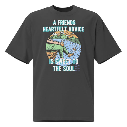 Heartfelt Friendship, Proverbs 27:9,  Oversized faded t-shirt