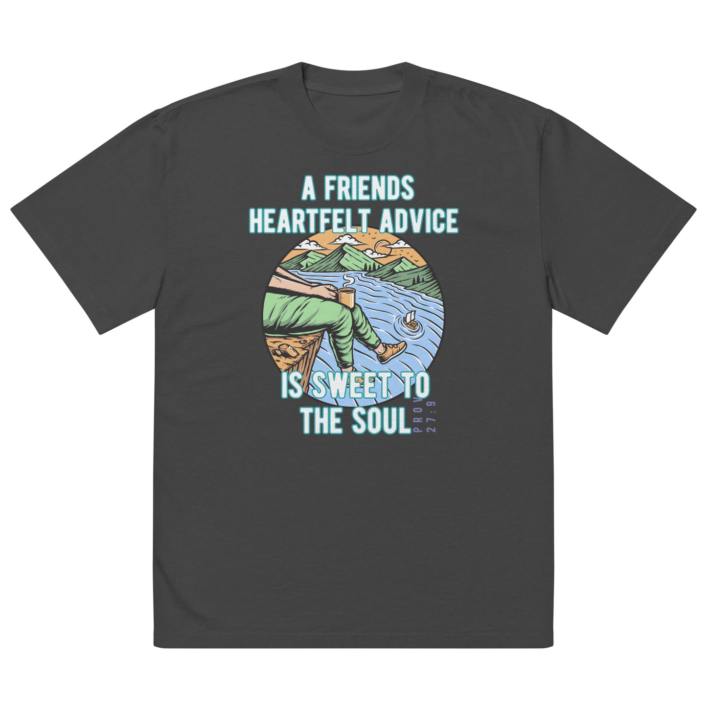 Heartfelt Friendship, Proverbs 27:9,  Oversized faded t-shirt