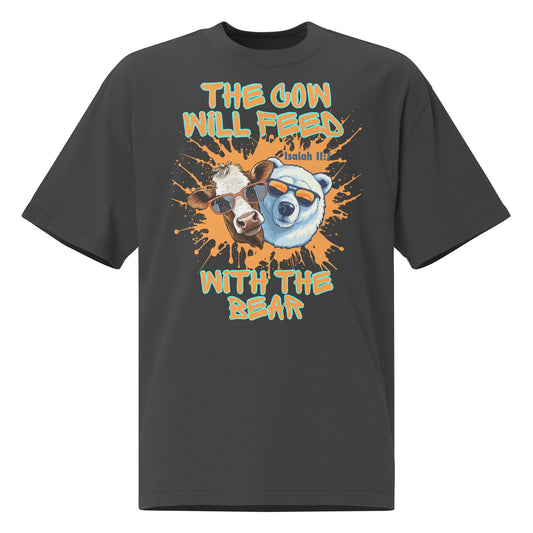 The Cow Will Feed with the Bear  Isaiah 11:7, Oversized faded t-shirt