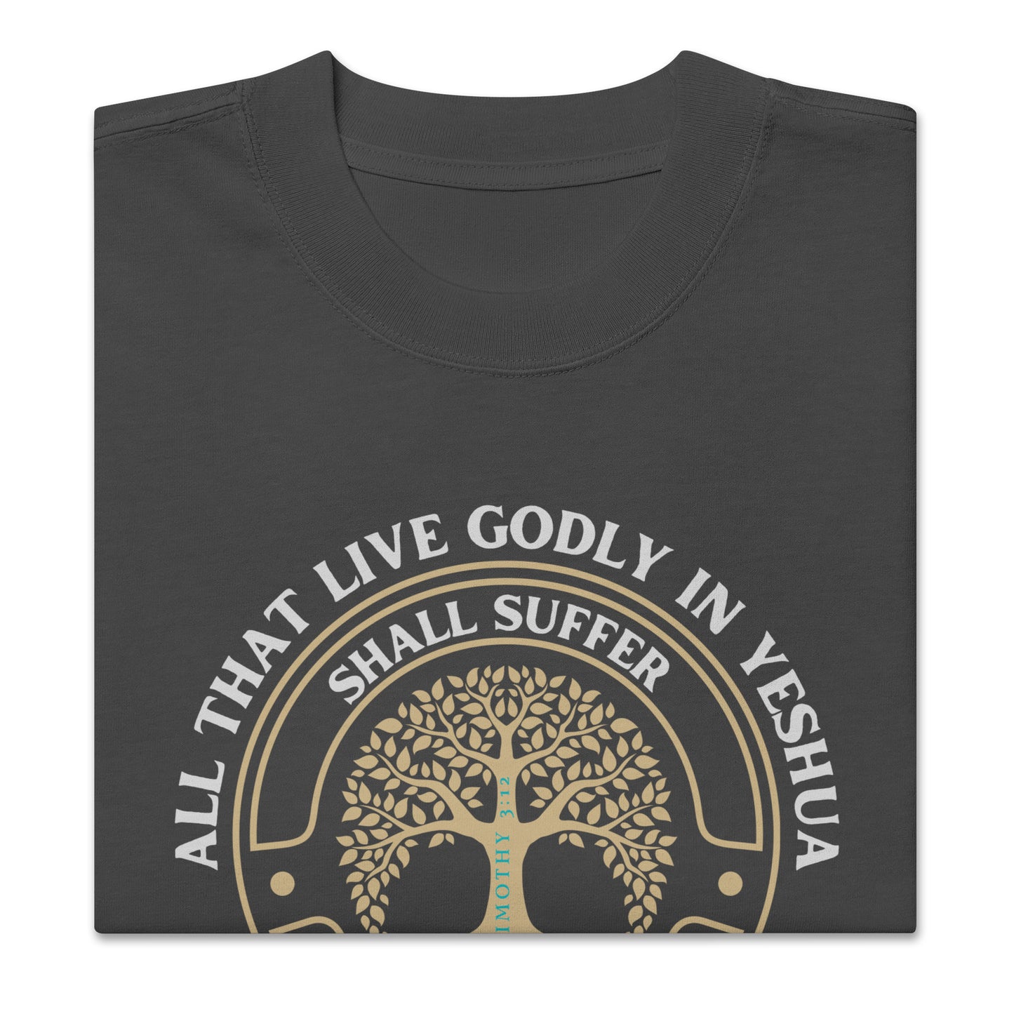 All That Live Godly in Yeshua Will Suffer Persecution - 2 Timothy 3:12, Oversized faded t-shirt