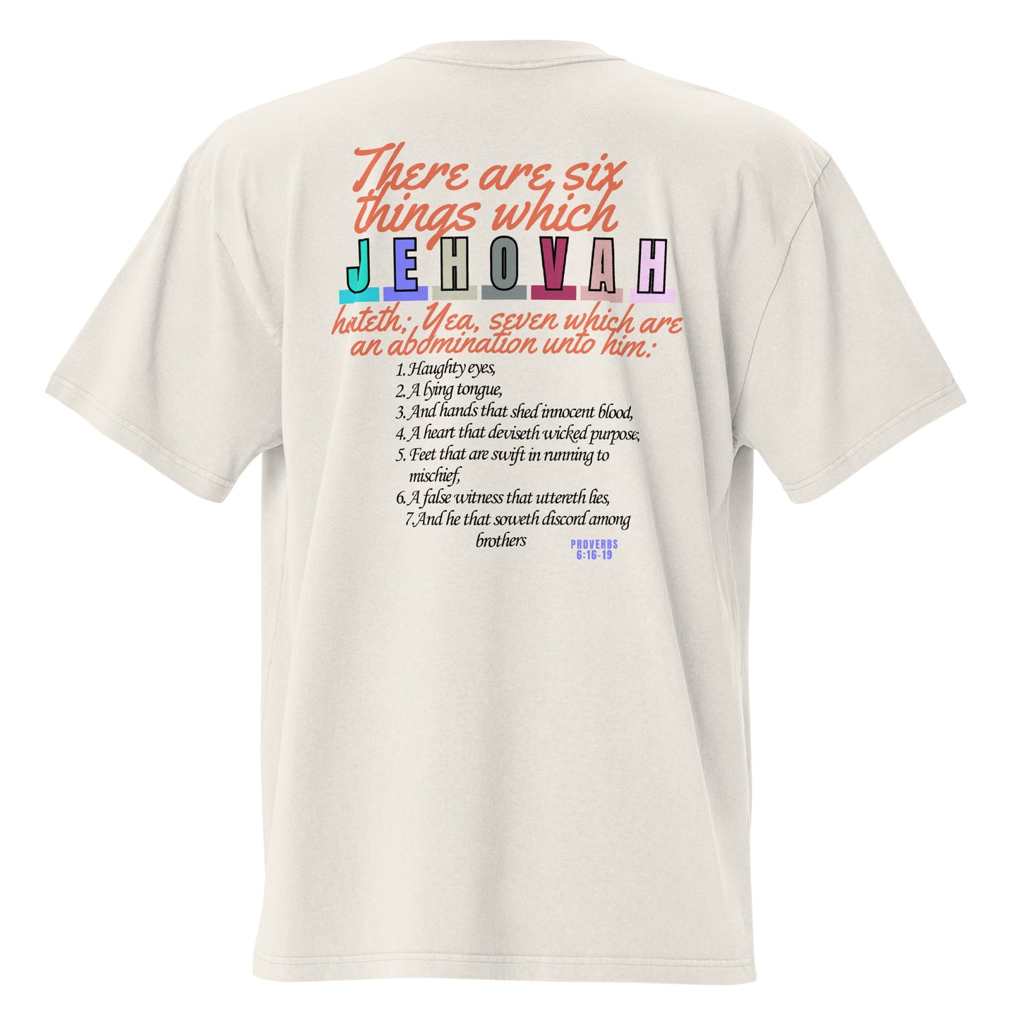 Seven Things Jehovah Hates, Oversized faded t-shirt