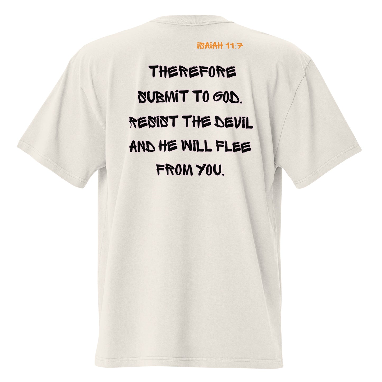 Resist the Devil, Isaiah 11:7, Oversized faded t-shirt