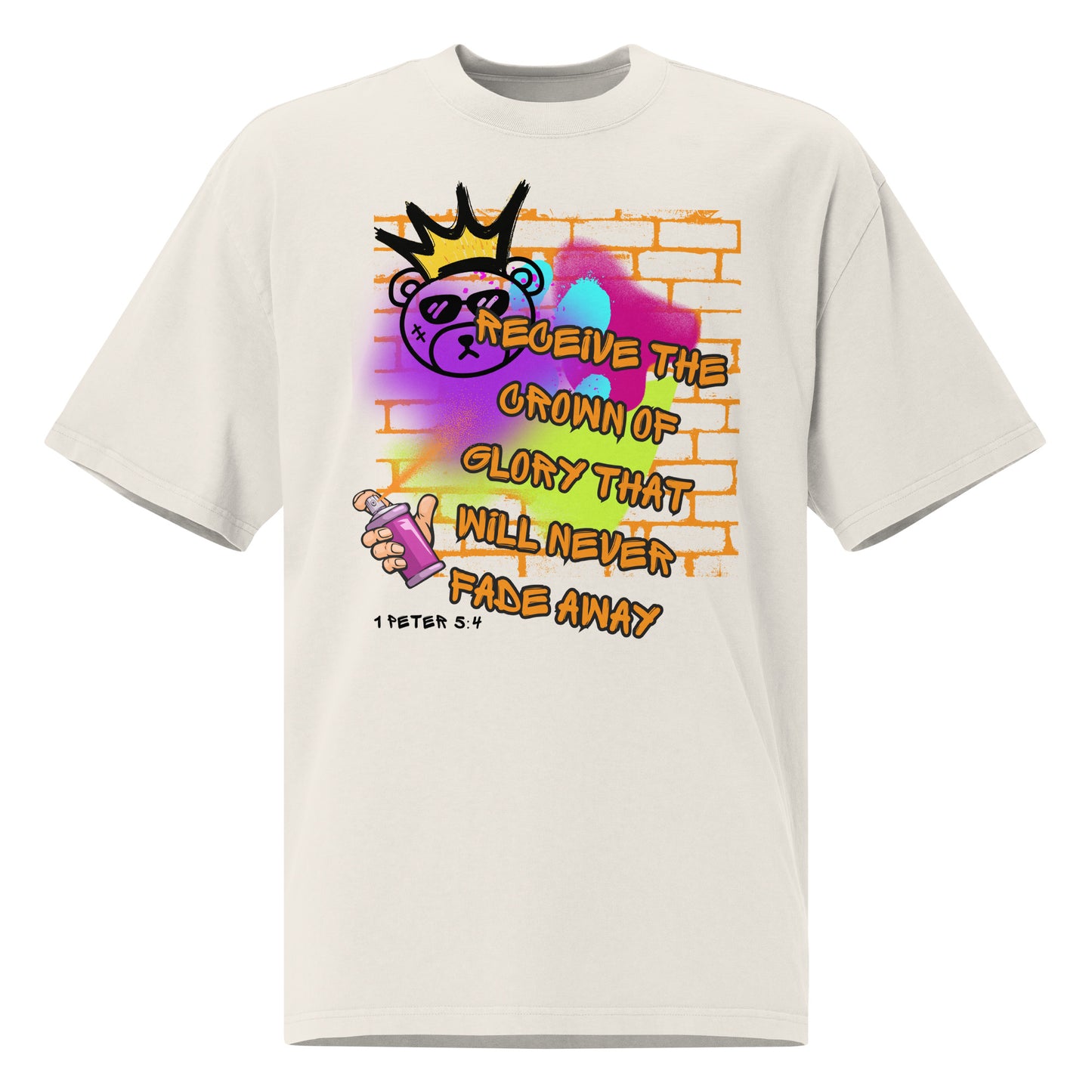 Receive the Crown of Glory 1 peter 5:4, Oversized faded t-shirt