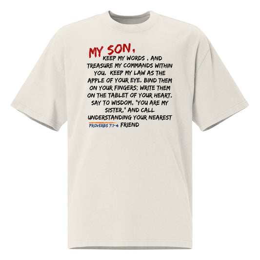 Keep My Words" Oversized Faded T-Shirt - Proverbs 7:1-4, Oversized faded t-shirt