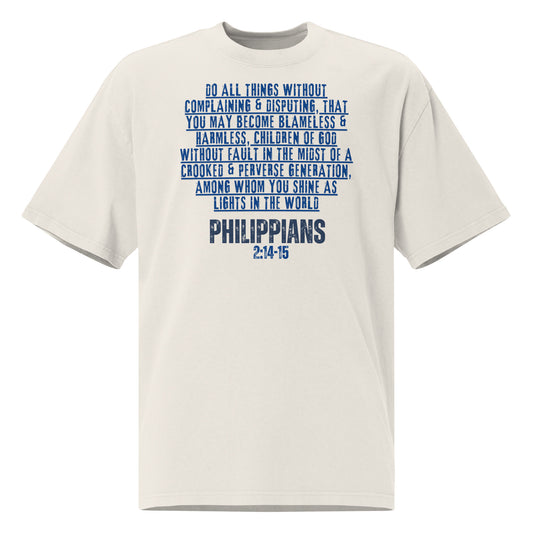 Shine as Lights in the World" Oversized Faded T-Shirt - Philippians 2:14-15