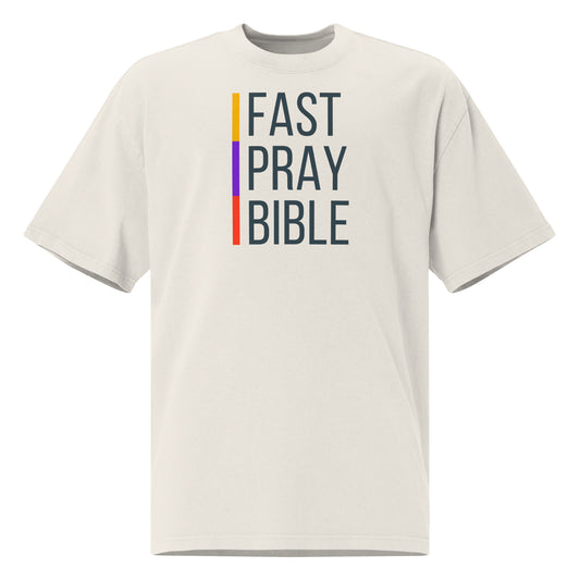 Fast, Pray, Bible, Oversized faded t-shirt