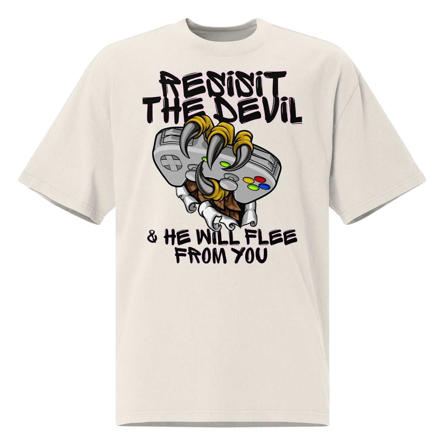 Resist the Devil, Isaiah 11:7, Oversized faded t-shirt