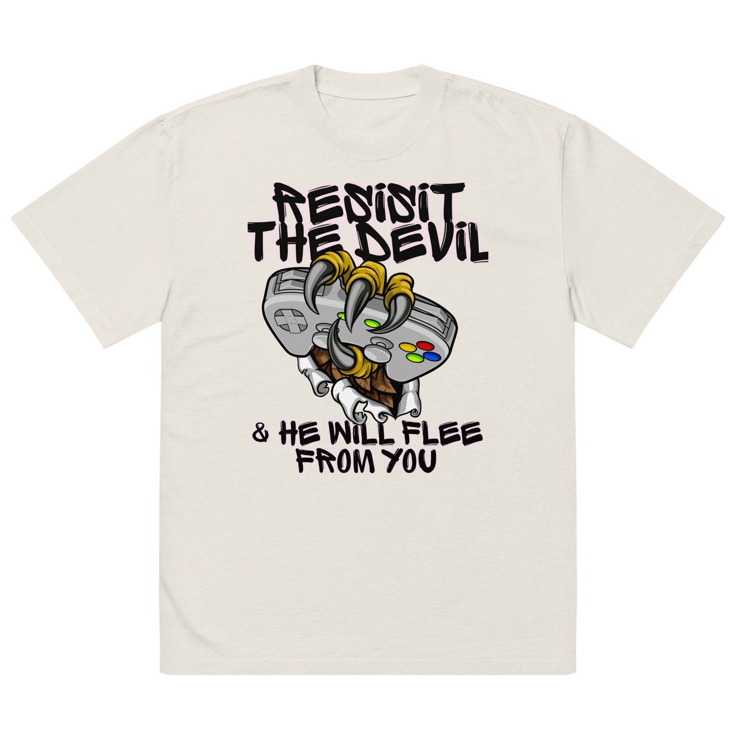 Resist the Devil, Isaiah 11:7, Oversized faded t-shirt