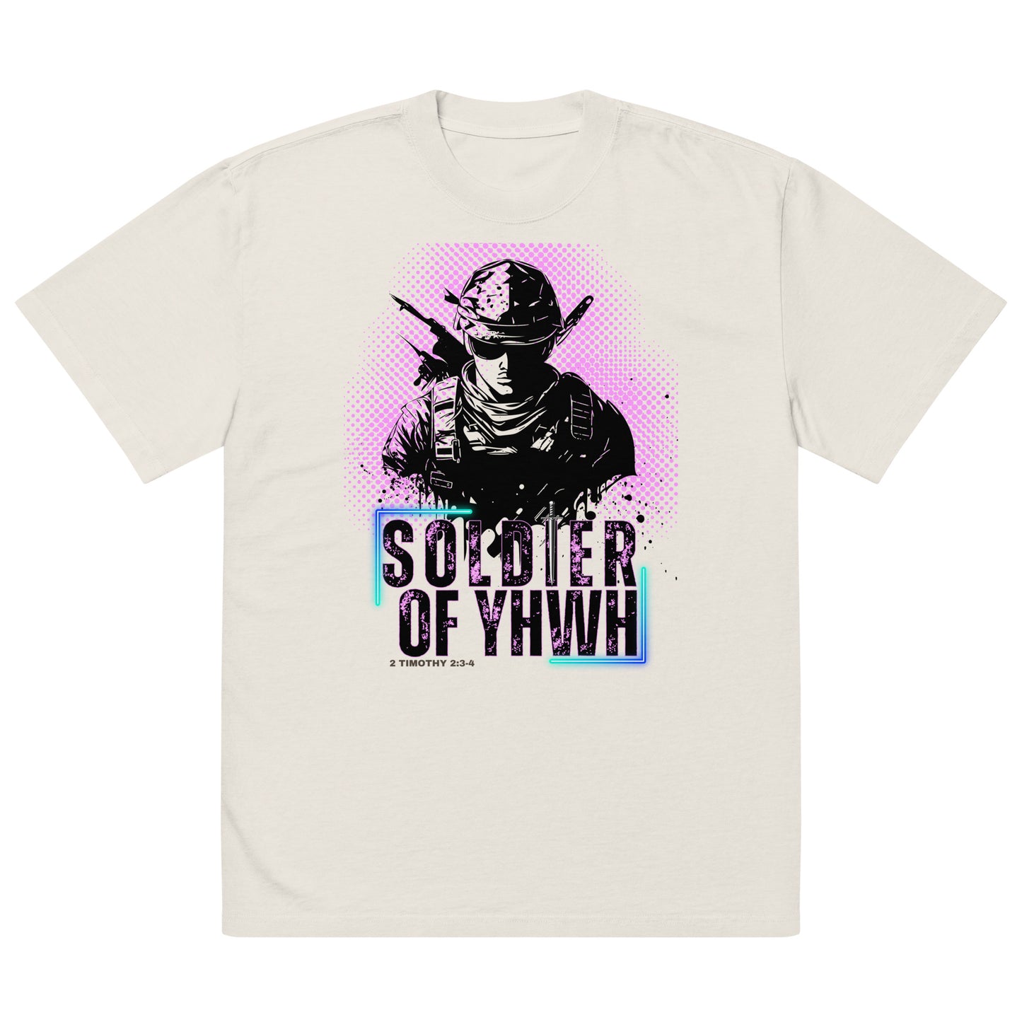 Soldier of Yahweh, 2 Timothy 2:3-4 Oversized faded t-shirt