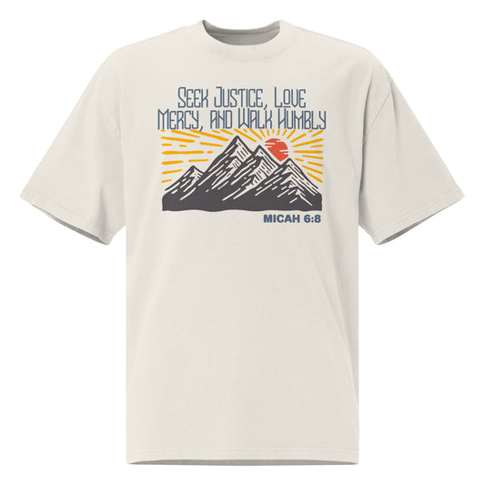 Seek Justice, Love Mercy, Walk Humbly, Oversized faded t-shirt