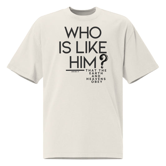 Who Is Like Him That the Earth and Heaven Obey - Job 38:4-11, Oversized faded t-shirt