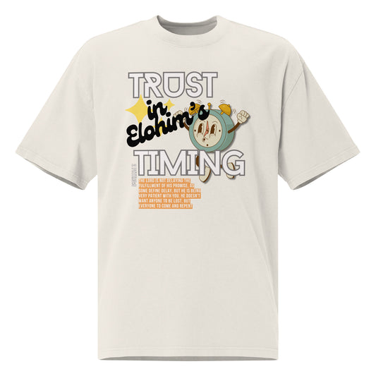 Trust in Elohim's Timing - 2 Peter 3:9, Oversized faded t-shirt