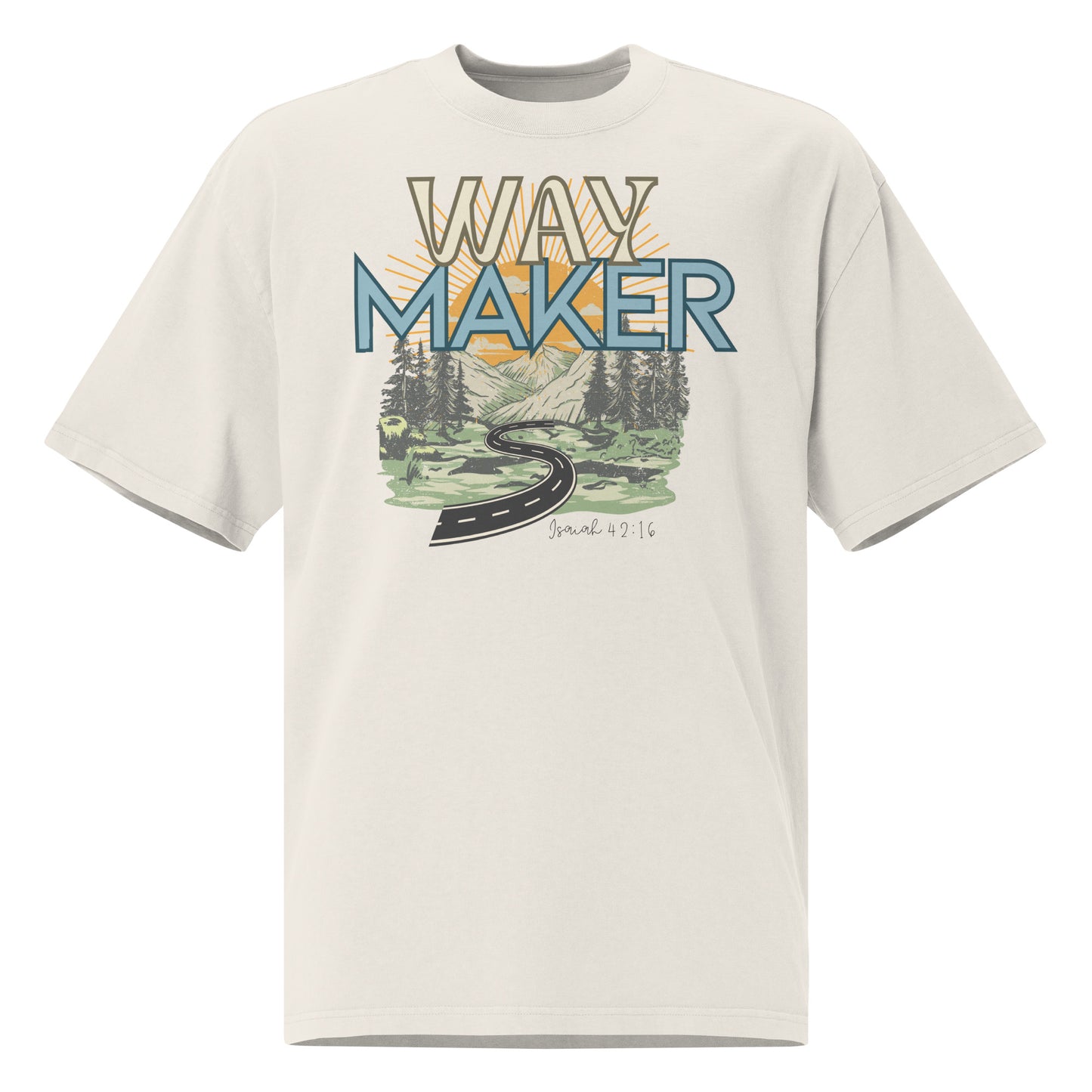 Way Maker - Isaiah 42:16, Oversized faded t-shirt