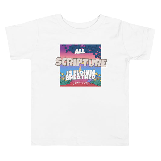 All Scripture is Elohim-Breathed, 2 Timothy 3:16, Toddler Short Sleeve Tee