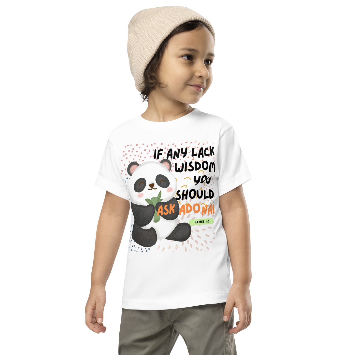 Ask Adonai for Wisdom, James 1:5, Toddler Short Sleeve Tee