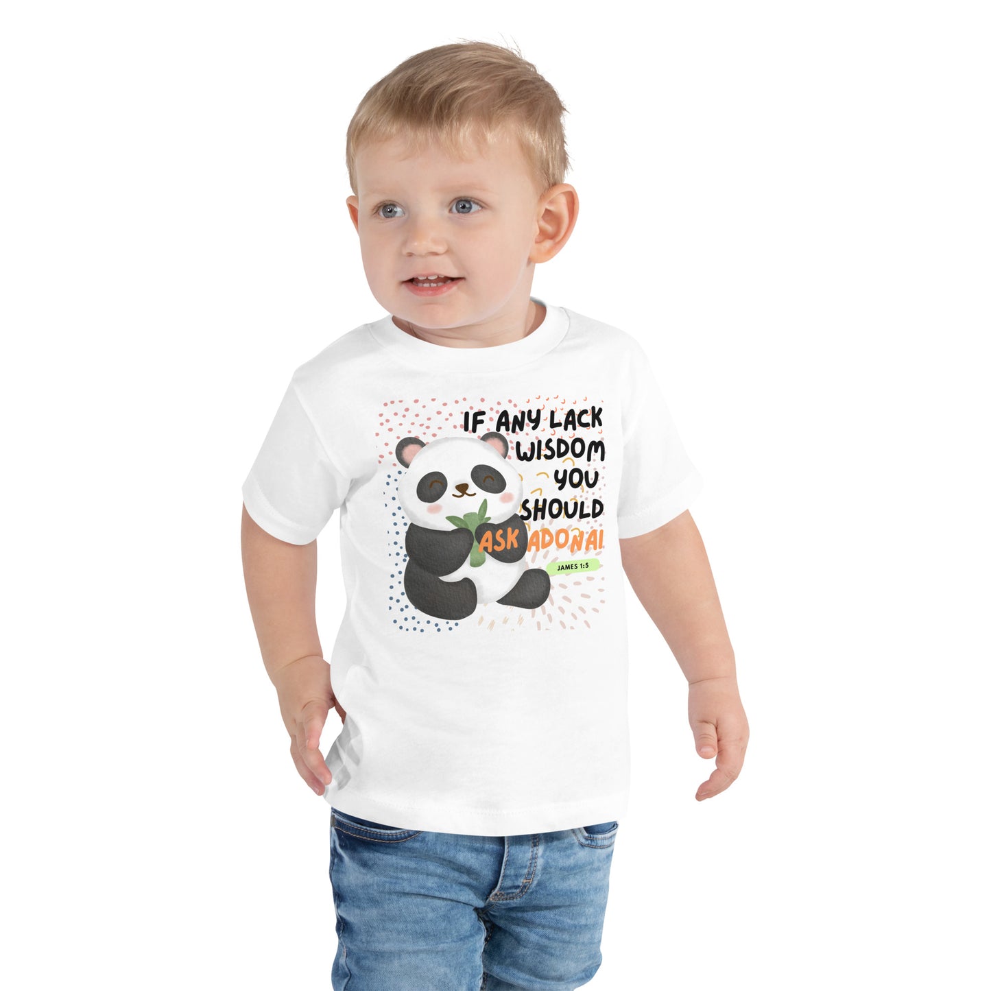 Ask Adonai for Wisdom, James 1:5, Toddler Short Sleeve Tee