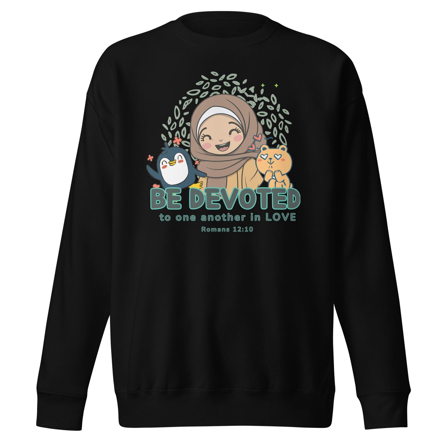 Be Devoted to One Another in Love, Romans 12:10, Unisex Premium Sweatshirt