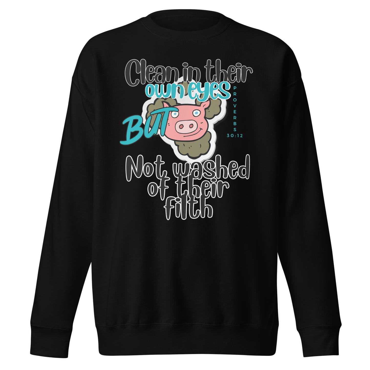 Clean in Their Own Eyes, Proverbs 30:12, Unisex Premium Sweatshirt