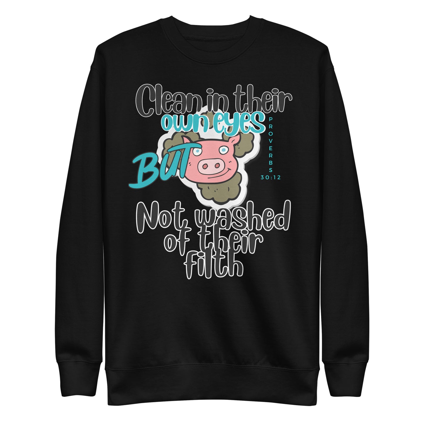 Clean in Their Own Eyes, Proverbs 30:12, Unisex Premium Sweatshirt