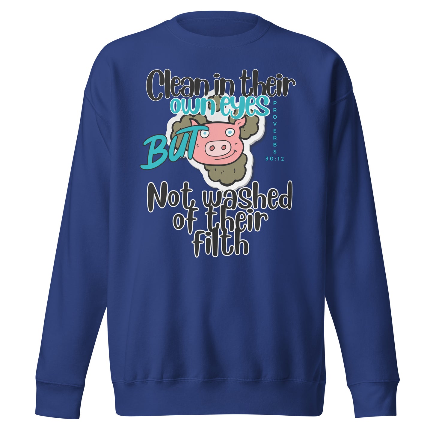 Clean in Their Own Eyes, Proverbs 30:12, Unisex Premium Sweatshirt