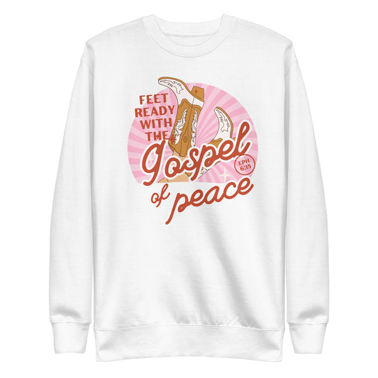 Feet Ready with the Gospel of Peace, Ephesians 6:15, Unisex Premium Sweatshirt