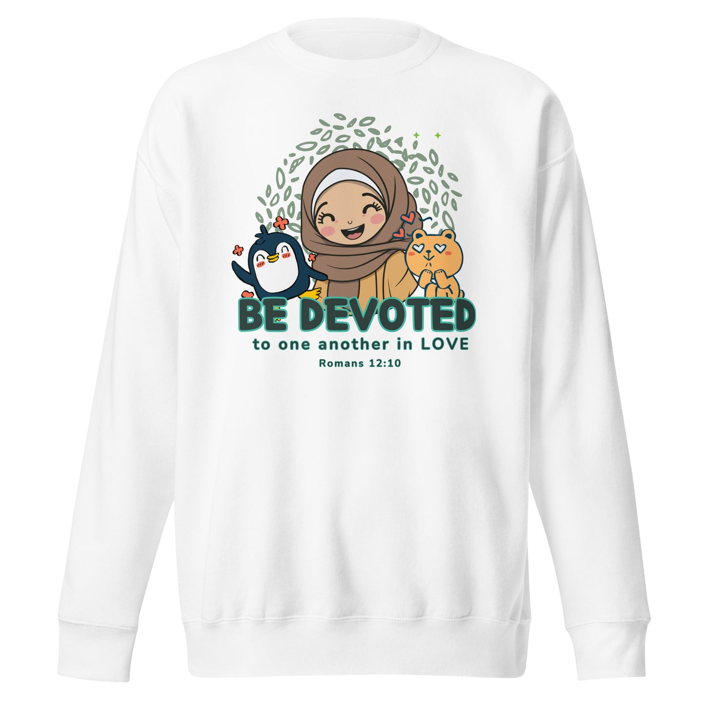 Be Devoted to One Another in Love, Romans 12:10, Unisex Premium Sweatshirt