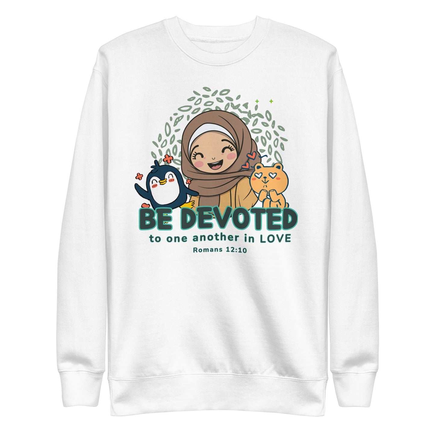 Be Devoted to One Another in Love, Romans 12:10, Unisex Premium Sweatshirt