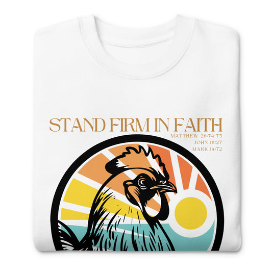 Stand Firm in Faith, Never Deny Yeshua, Matthew 26:34, Unisex Premium Sweatshirt