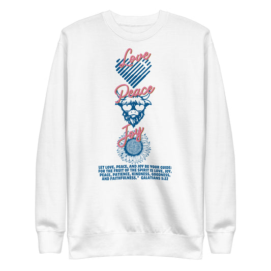 Love, Peace, Joy, Galatians 5:22, Unisex Premium Sweatshirt