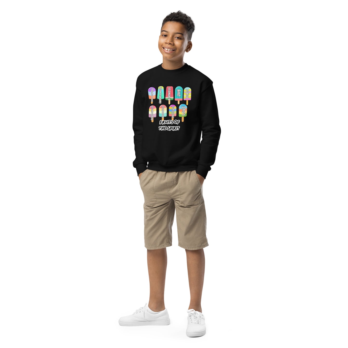 Fruits of the Spirit, Galatians 5:22-23, Youth crewneck sweatshirt