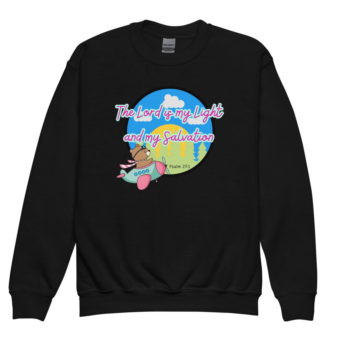 The Lord is My Light and My Salvation, Psalm 27:1, Youth crewneck sweatshirt