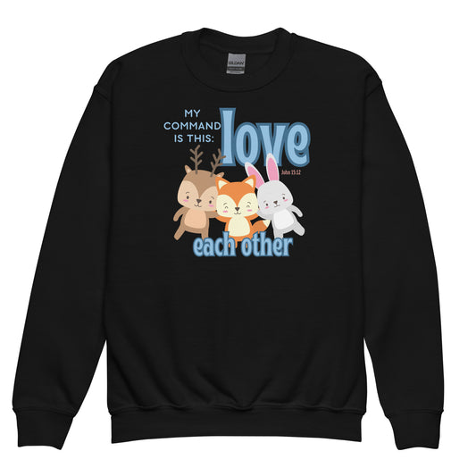 Love Each Other as I Have Loved You, John 15:12, Youth crewneck sweatshirt