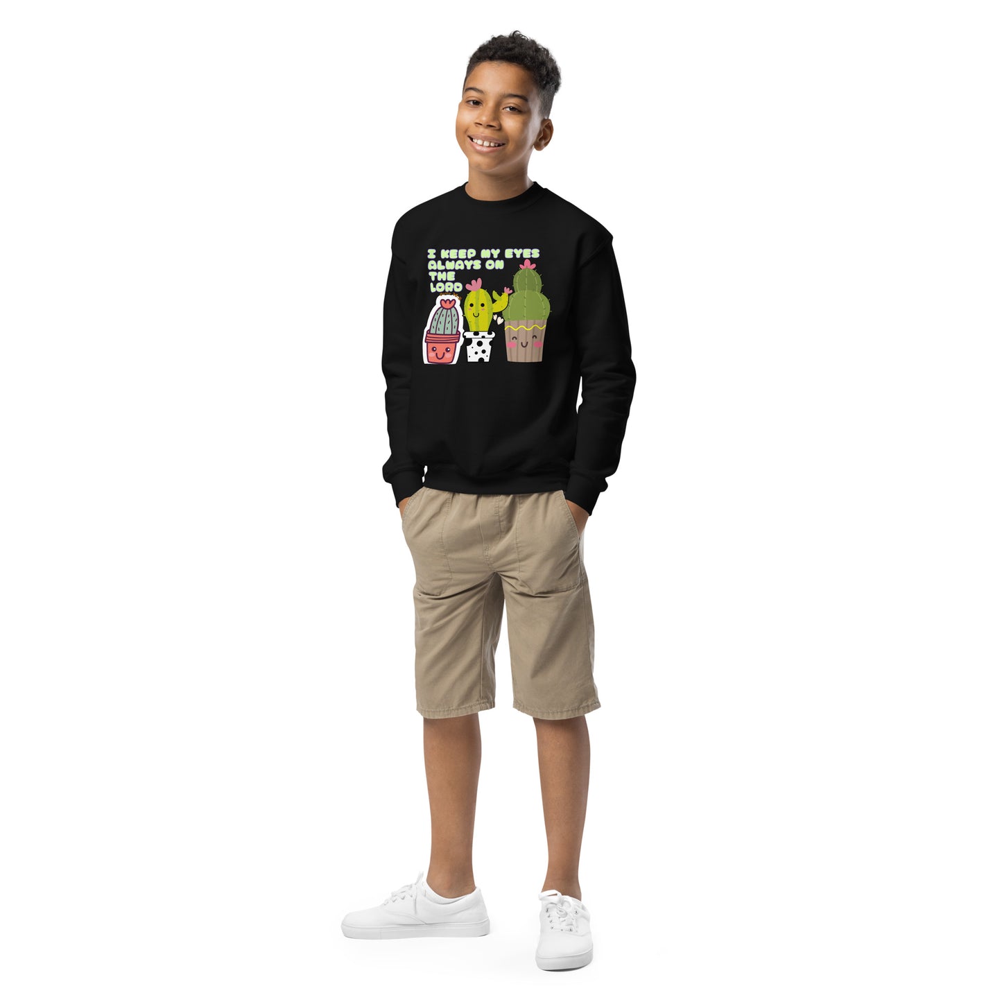 I Keep My Eyes Always on the Lord, Psalm 16:8, Youth crewneck sweatshirt