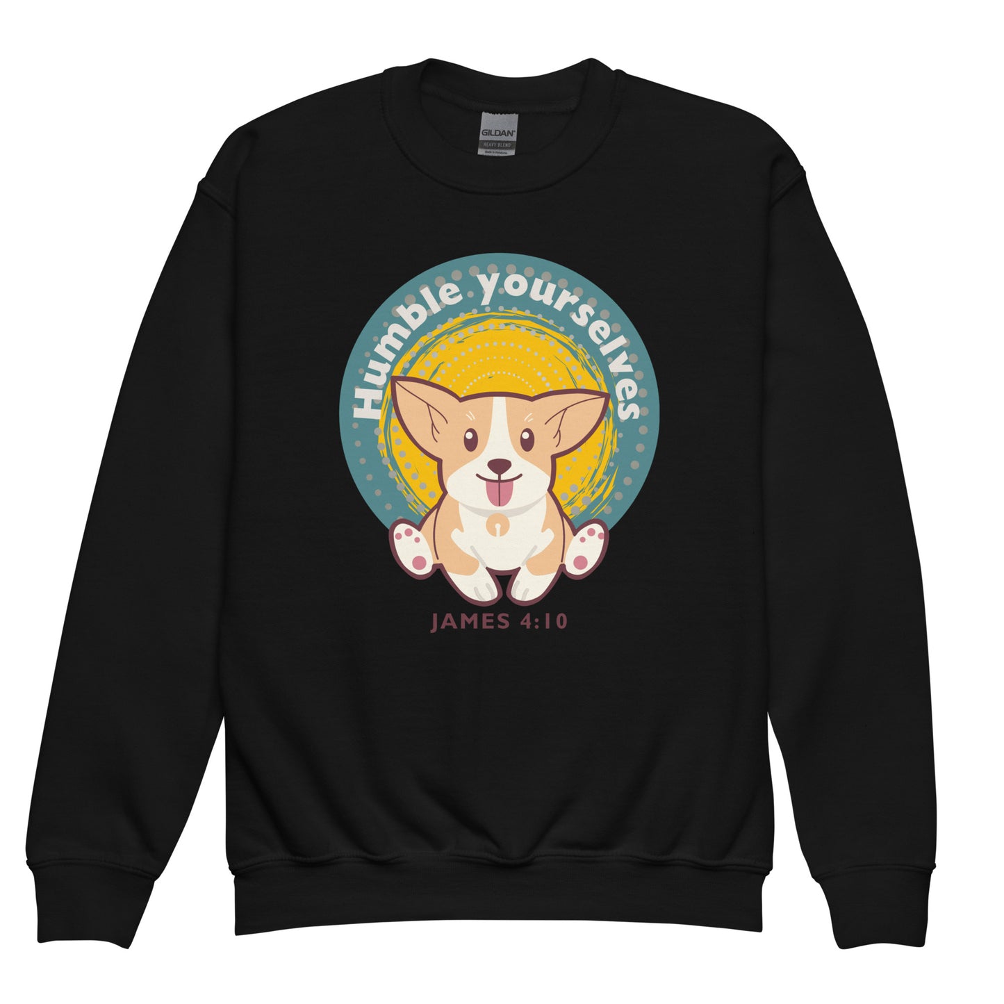 Humble yourselves in the sight of the Lord, and he shall lift you up", James 4:10, Youth crewneck sweatshirt