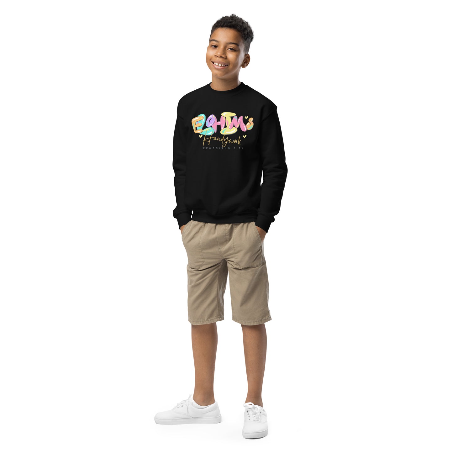 Elohim's handiwork", Ephesians 2:10, Youth crewneck sweatshirt