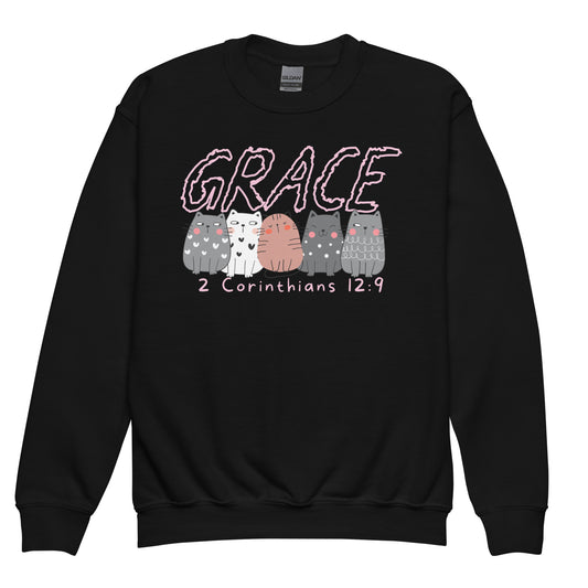 GACE, 2 Corinthians 12:9, Youth crewneck sweatshirt