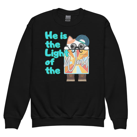 I am the light of the world, John 8:12, Youth crewneck sweatshirt