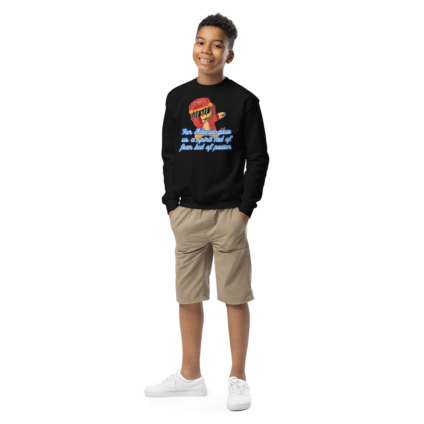 For God hath not given us the spirit of fear; but of power, 2 Timothy 1:7, Youth crewneck sweatshirt