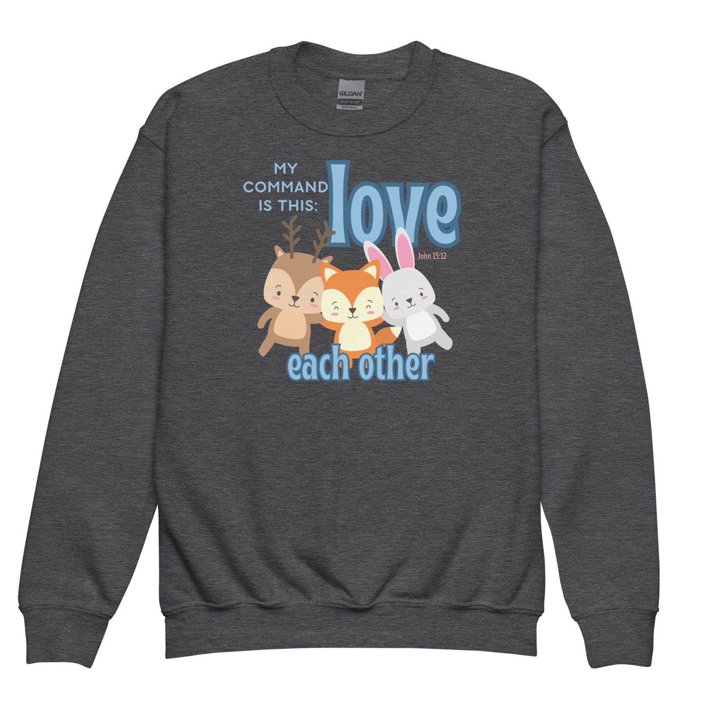 Love Each Other as I Have Loved You, John 15:12, Youth crewneck sweatshirt