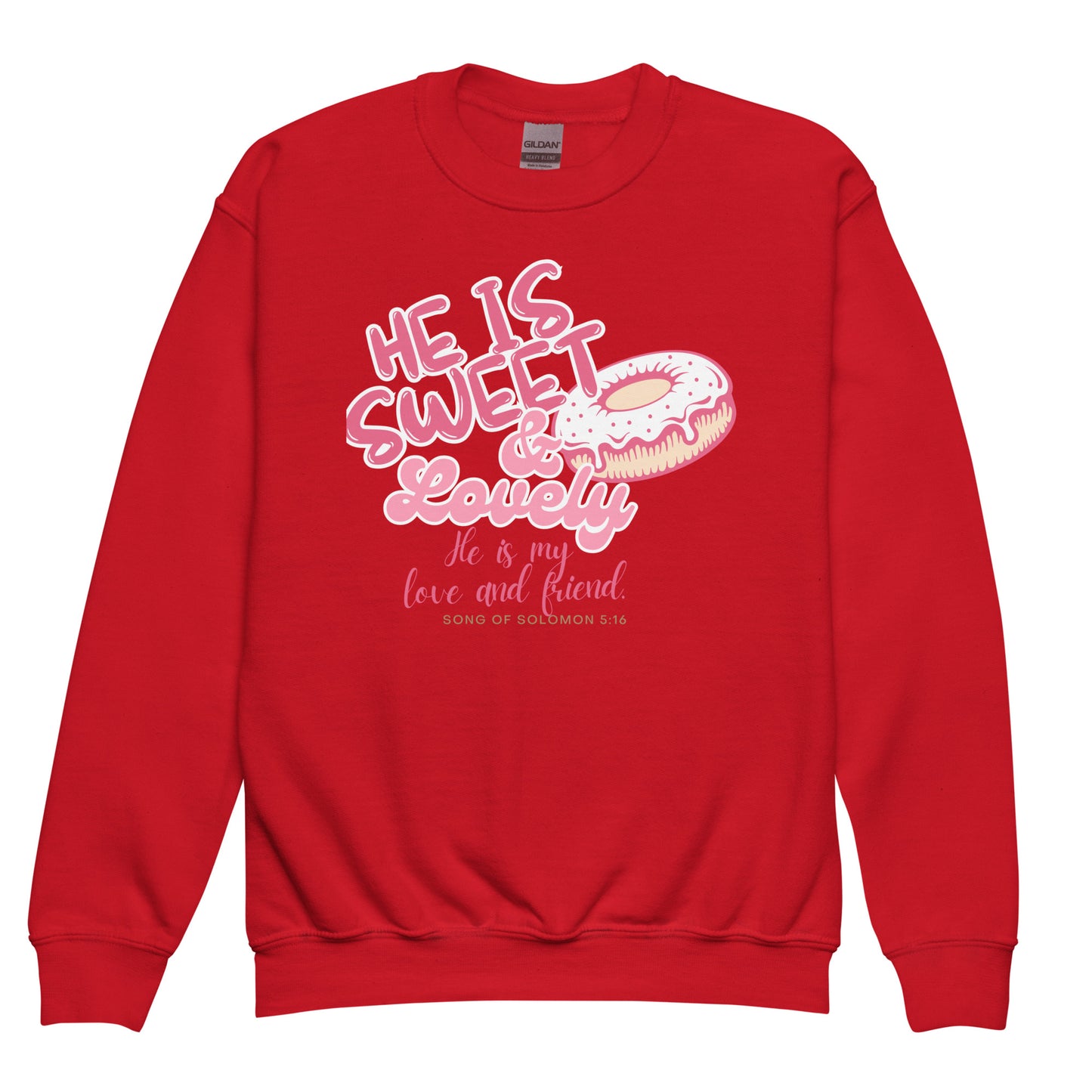 He Is Sweet and Lovely", Song of Solomon 5:16, Youth crewneck sweatshirt