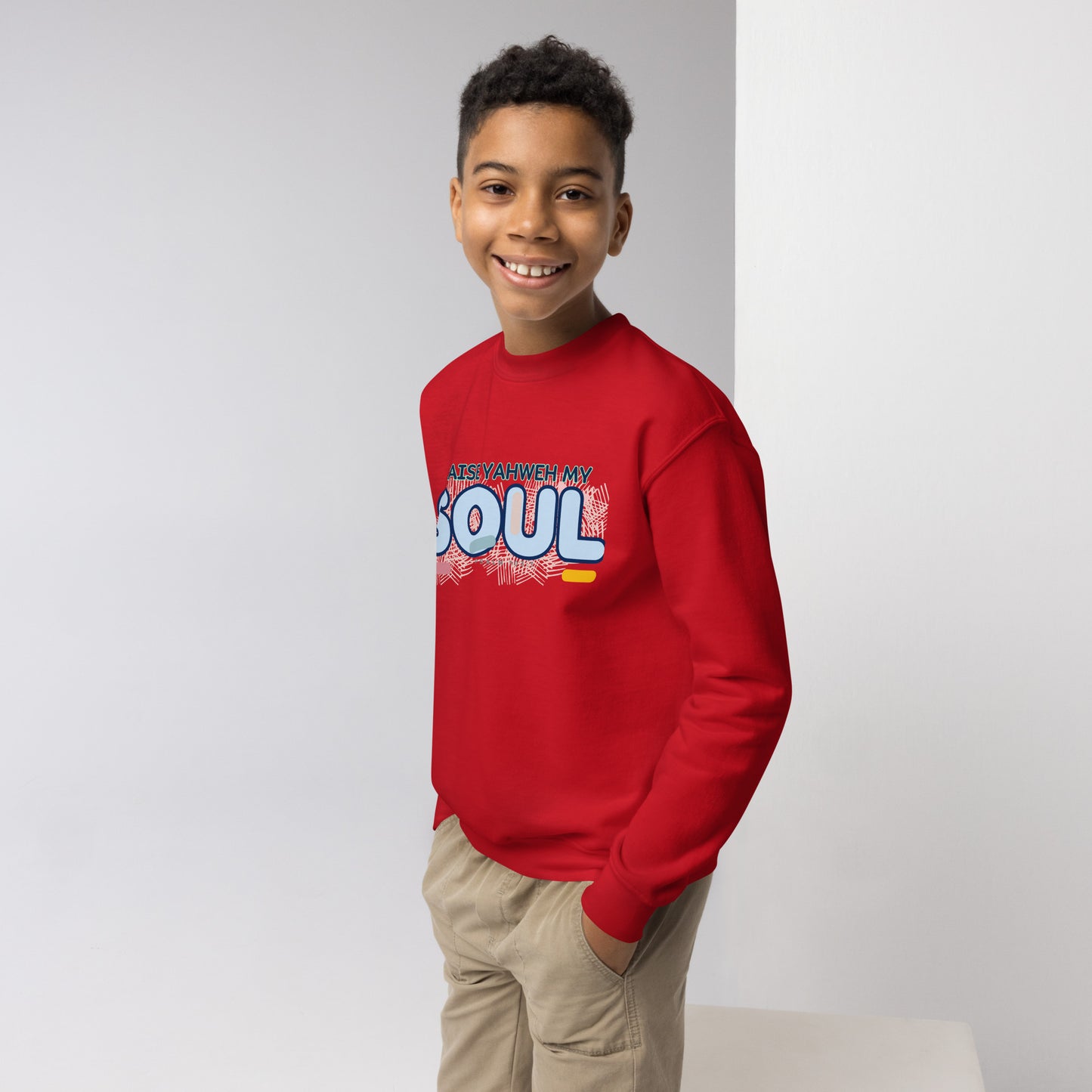 Praise Yahweh, my soul", Psalm 103:1, Youth crewneck sweatshirt