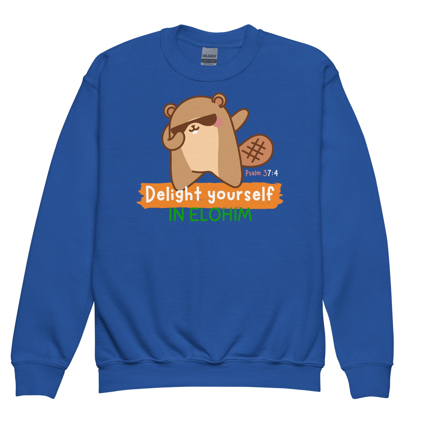 Psalm 37:4, Delight thyself also in the Lord, Youth crewneck sweatshirt