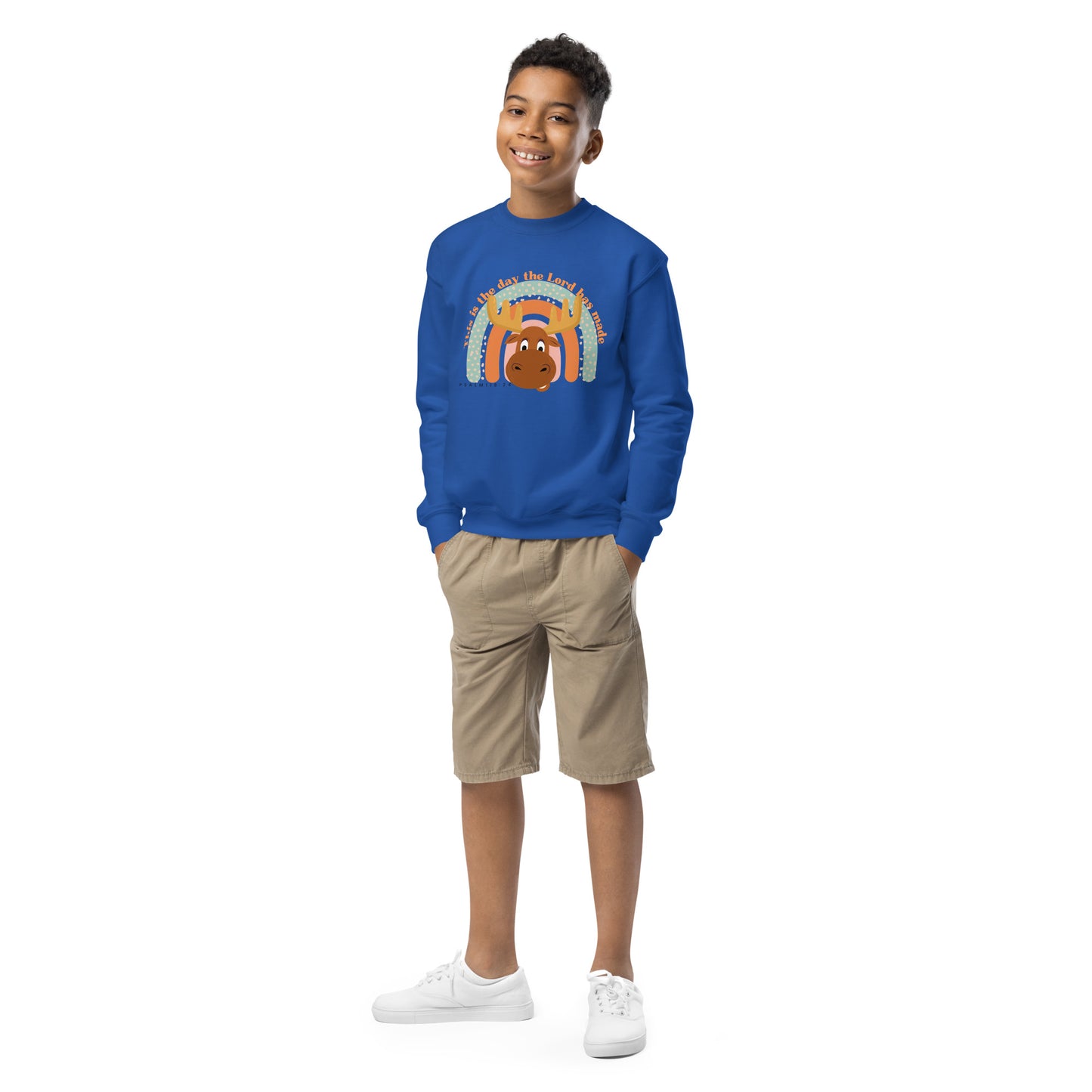 This is the Day the Lord Has Made, Psalm 118:24, Youth crewneck sweatshirt