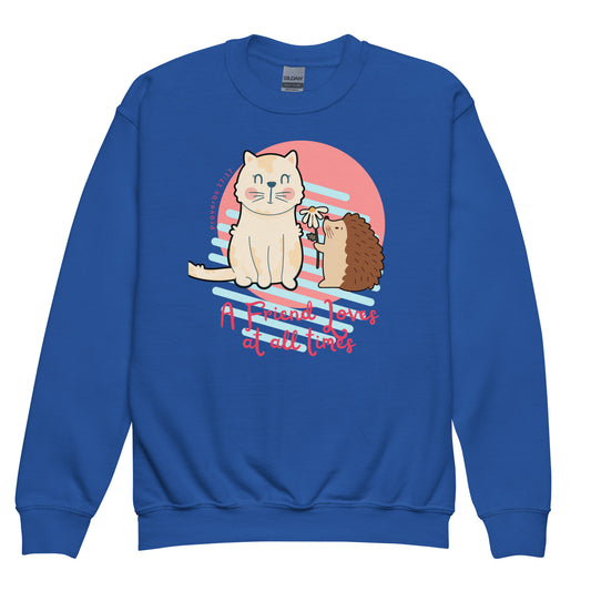 A Friend Loves at All Times, Proverbs 17:17. Youth crewneck sweatshirt