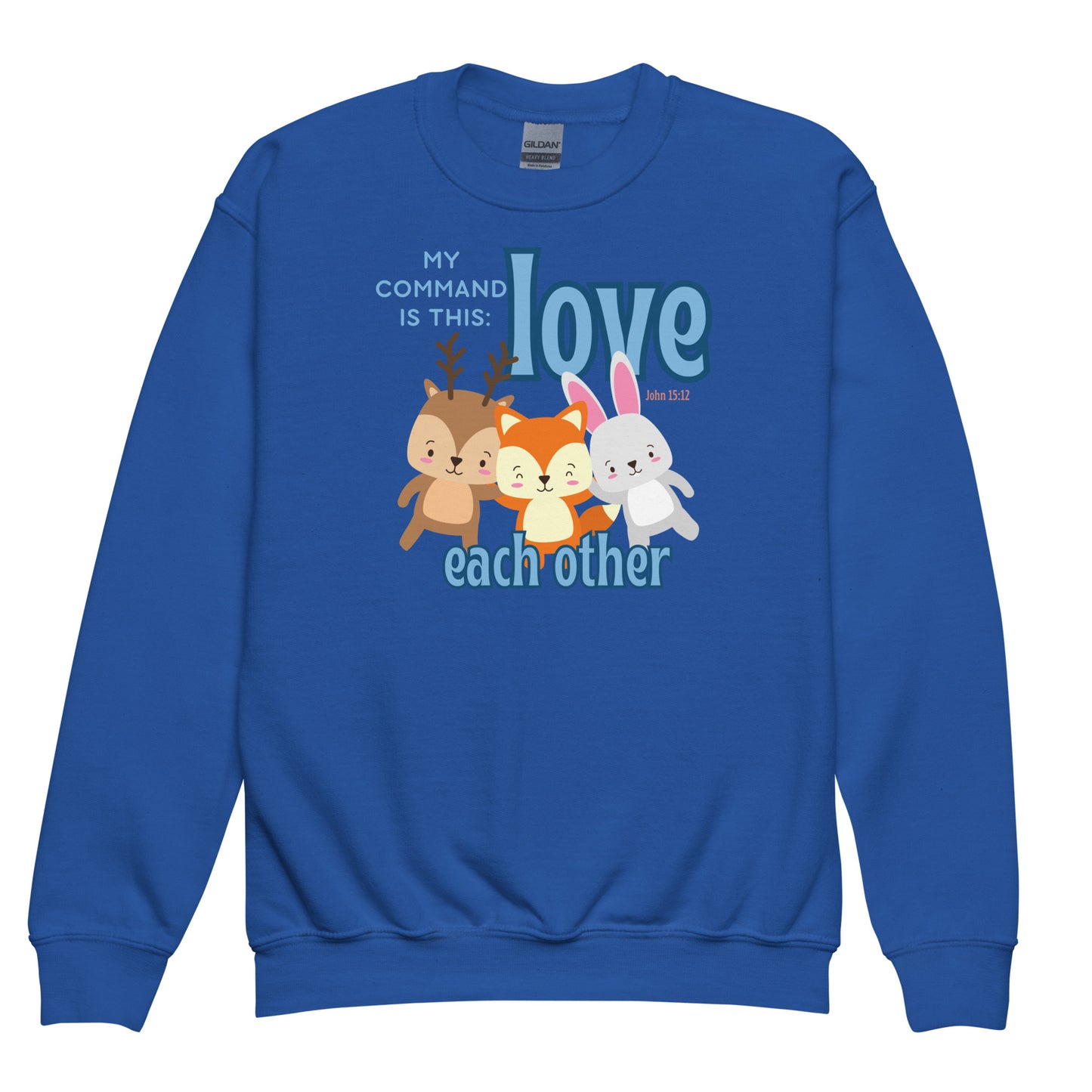 Love Each Other as I Have Loved You, John 15:12, Youth crewneck sweatshirt