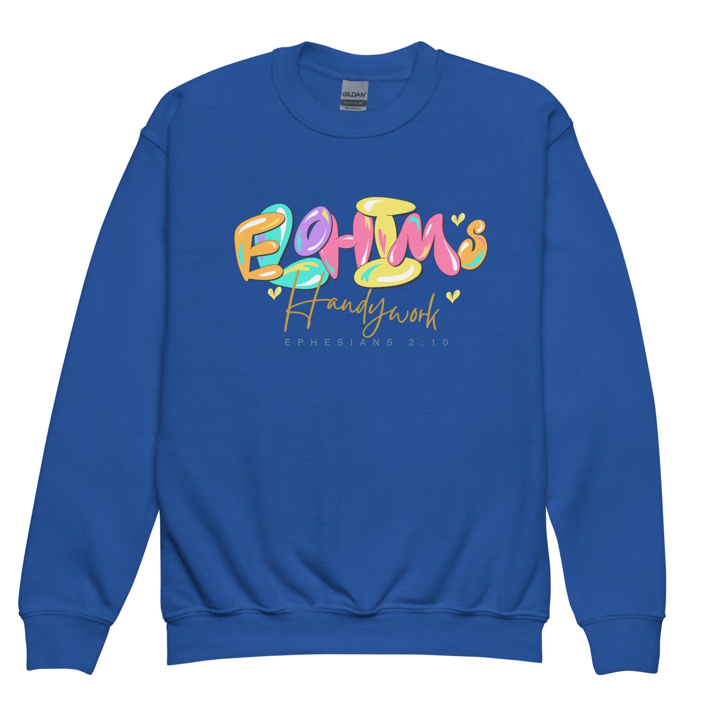 Elohim's handiwork", Ephesians 2:10, Youth crewneck sweatshirt