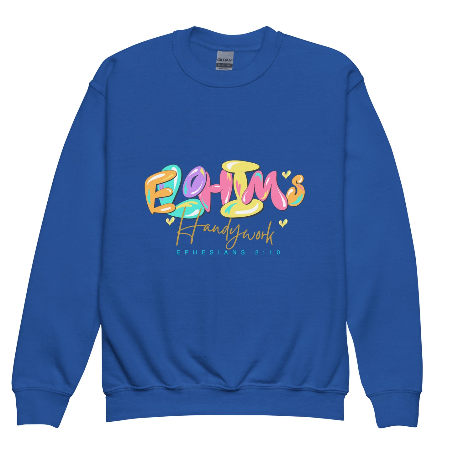 Elohim’s Handy Work, Ephesians 2:10 , Youth crewneck sweatshirt