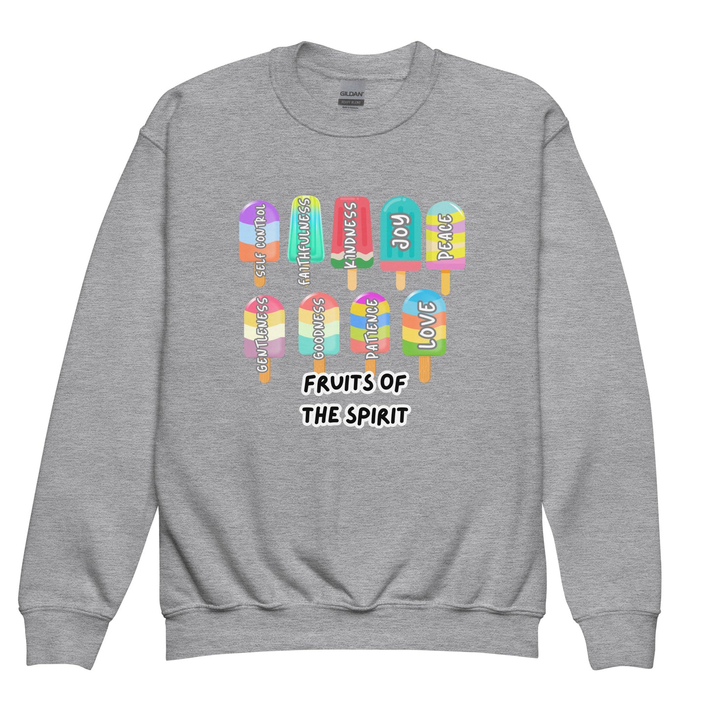 Fruits of the Spirit, Galatians 5:22-23, Youth crewneck sweatshirt