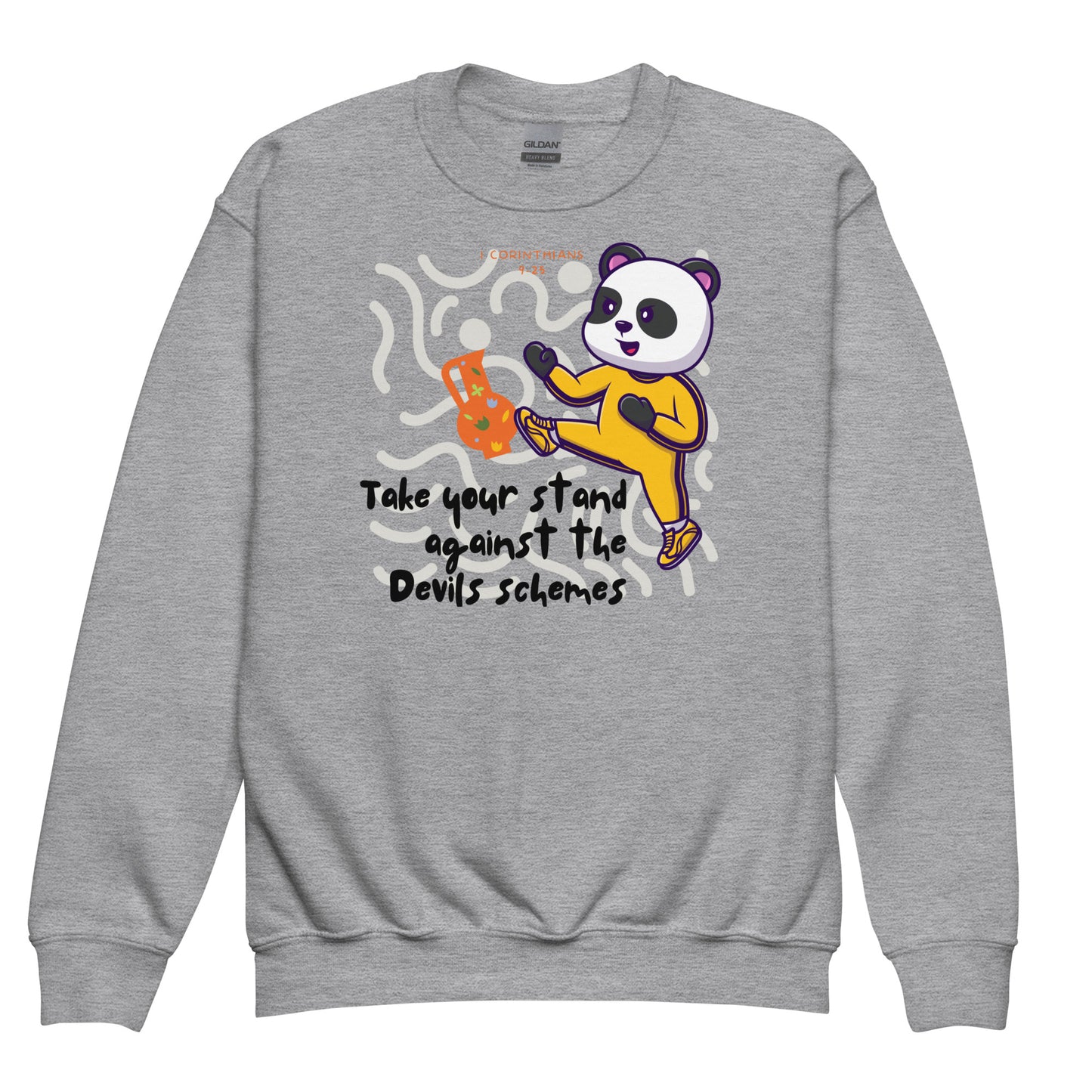 Take Your Stand Against the Devil's Schemes, Ephesians 6:11,  Youth crewneck sweatshirt