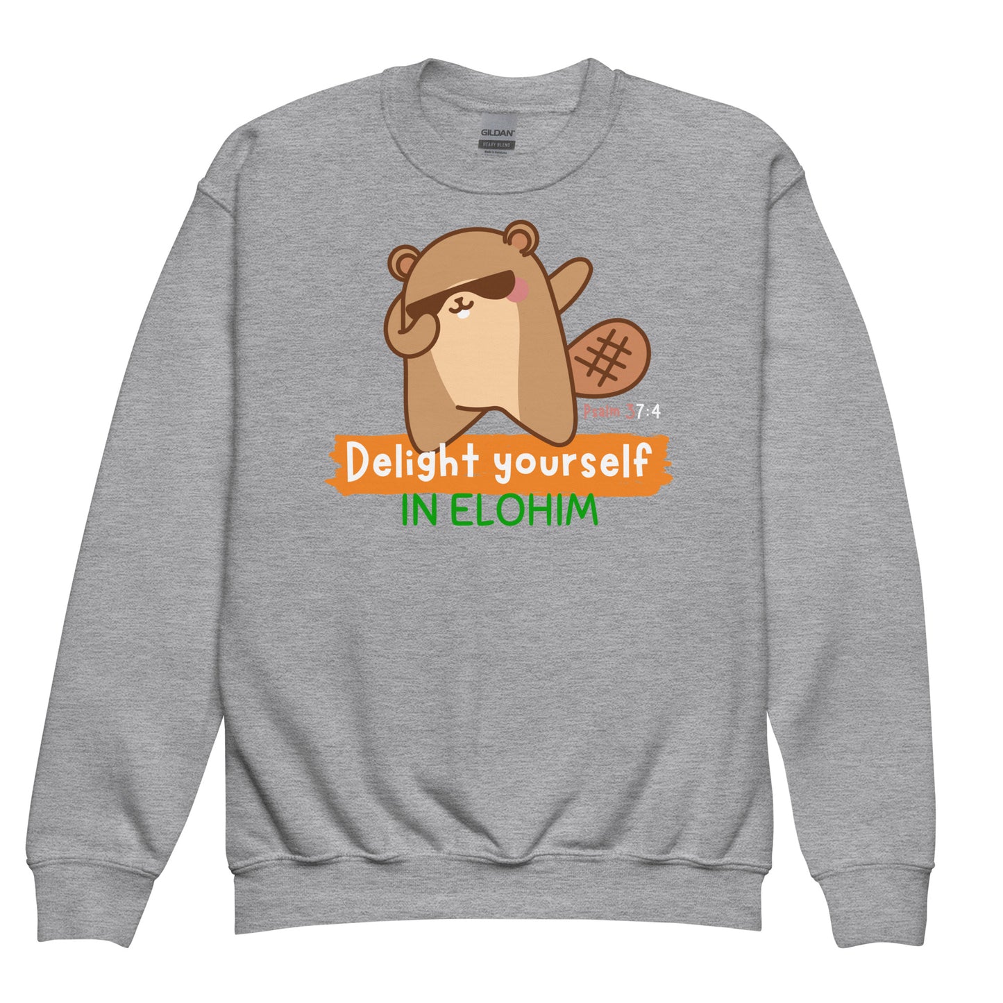 Psalm 37:4, Delight thyself also in the Lord, Youth crewneck sweatshirt